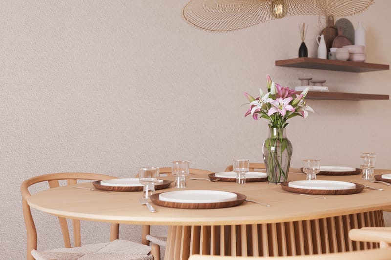 Gontas Matgruppe 200 cm Ovalt Eik med 6 Dastoori Spisestol - Natur - Møbler - Bord - Spisegruppe