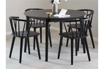 Grasonville Forlengbar Spisegruppe 115-154 cm + 4 stk. Spisestoler - Svart - Møbler - Bord - Spisegruppe
