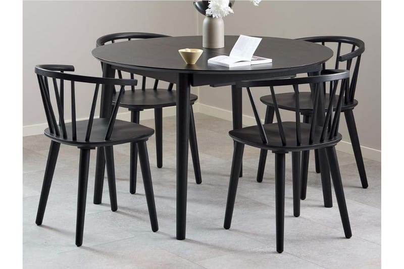 Grasonville Uttrekkbar Spisegruppe 115-154 Cm + 4 Spisestuestoler - Svart - Møbler - Bord - Spisegruppe