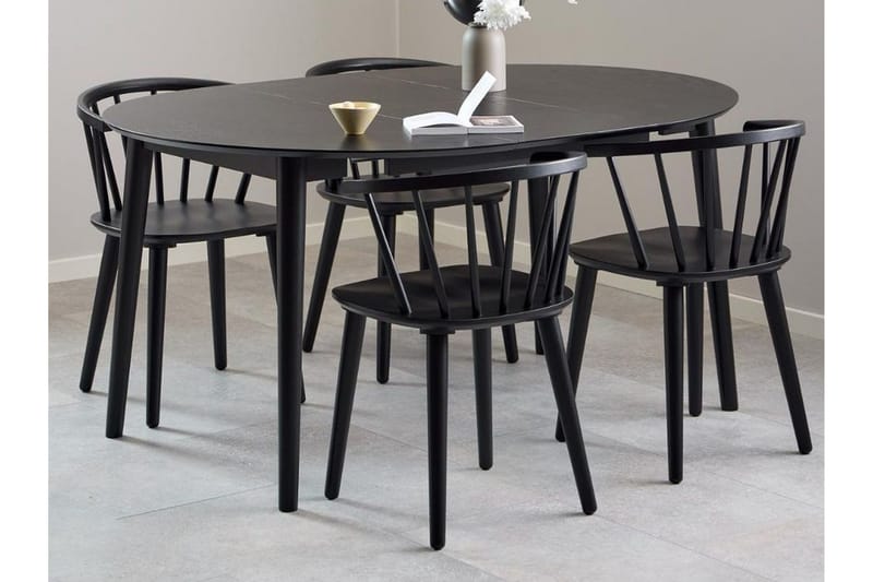 Grasonville Uttrekkbar Spisegruppe 115-154 Cm + 4 Spisestuestoler - Svart - Møbler - Bord - Spisegruppe