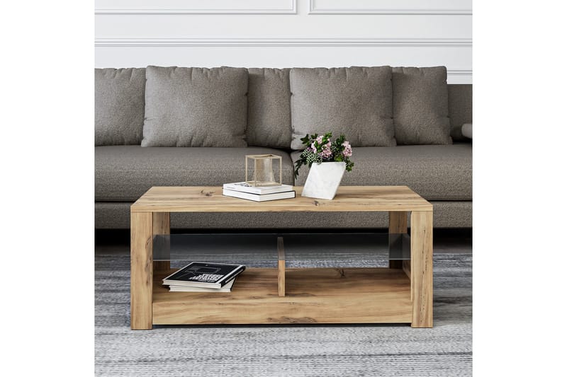 Griselda 90 cm Rektangulært Salongbord med Hylle i Eik - Brun - Møbler - Bord - Sofabord & salongbord