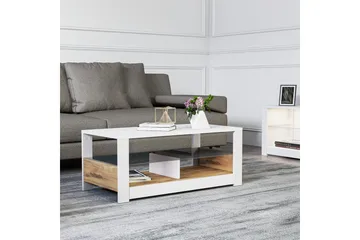 Griselda Sofabord 90 cm - Hvit/Eik - Møbler - Bord - Sofabord & salongbord