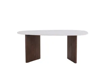 Grönvik Asymmetrisk Spisebord 180 cm med Valnøtt- og Betonglook - Beige - Møbler - Bord - Spisebord & kjøkkenbord