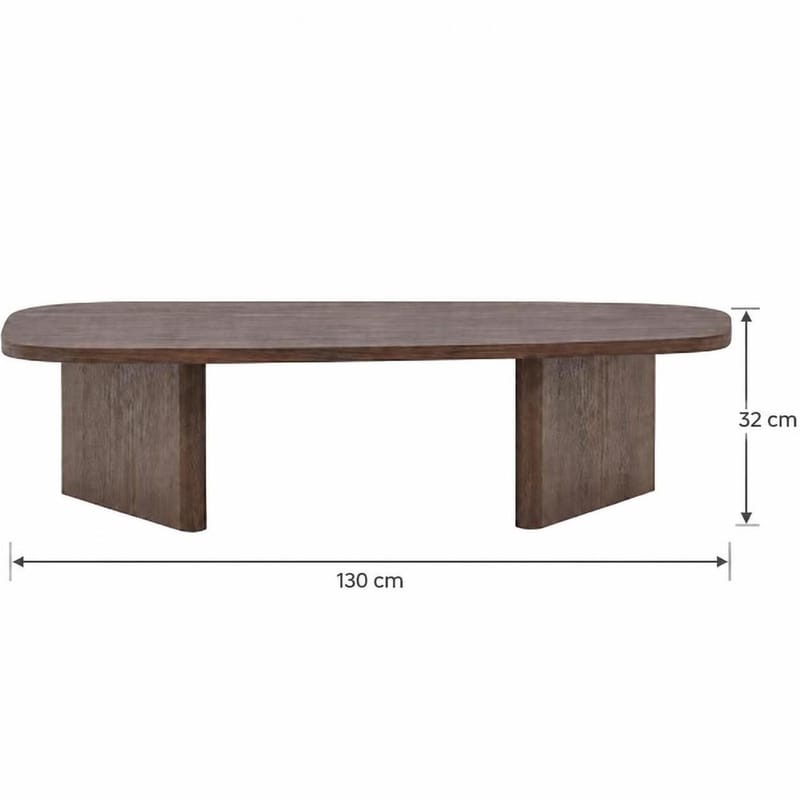 Grönvik Ovalt Sofabord 130x65 cm med Tre- og Valnøttutseende - Brun - Møbler - Bord - Sofabord & salongbord