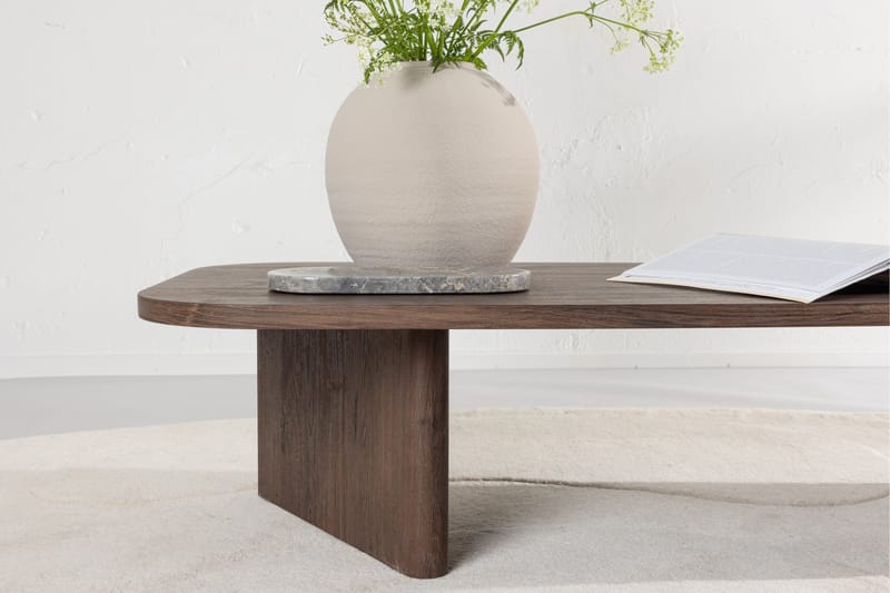 Grönvik Ovalt Sofabord 130x65 cm med Tre- og Valnøttutseende - Brun - Møbler - Bord - Sofabord & salongbord