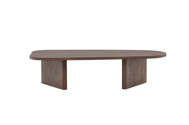 Grönvik Ovalt Sofabord 130x65 cm med Tre- og Valnøttutseende, Brun
