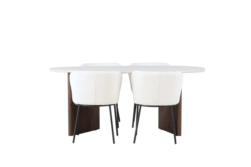 Grönvik Spisebord 90 cm med 4 Edina Spisestoler - Møbler - Bord - Spisegruppe