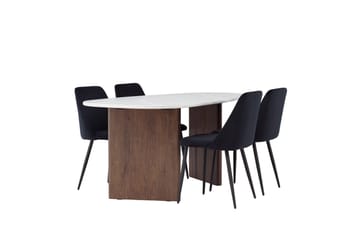 Grönvik Spisebord 90 cm med 4 Night Spisestoler - Svart/Lysegrå - Møbler - Bord - Spisegruppe