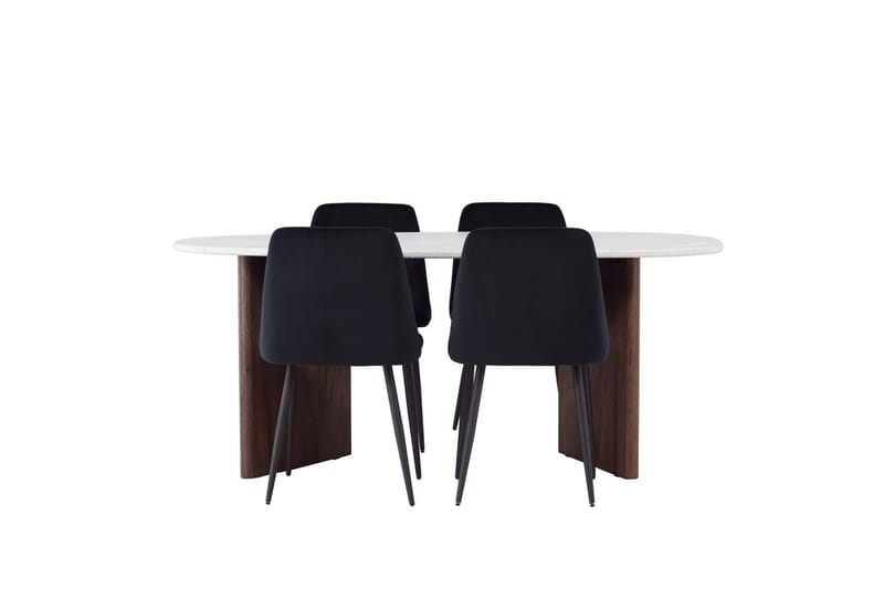 Grönvik Spisebord 90 cm med 4 Night Spisestoler - Svart/Lysegrå - Møbler - Bord - Spisegruppe