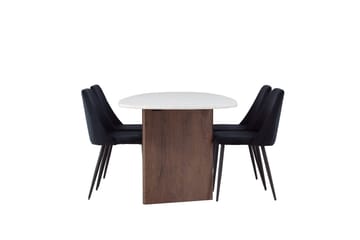 Grönvik Spisebord 90 cm med 4 Night Spisestoler - Svart/Lysegrå - Møbler - Bord - Spisegruppe