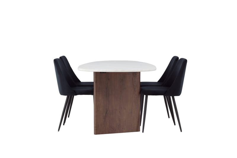 Grönvik Spisebord 90 cm med 4 Night Spisestoler - Svart/Lysegrå - Møbler - Bord - Spisegruppe