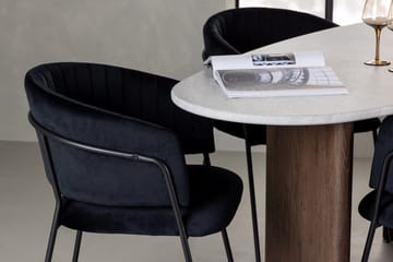 Grönvik spisebord 90 cm med 4 Selma spisestoler - Svart og lysegrå med mørkebrun ramme - Møbler - Bord - Spisegruppe