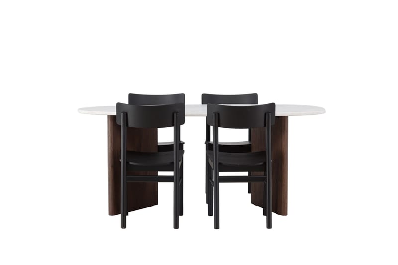 Grönvik Spisegruppe 180 cm Oval med 4 Montros Stoler, Mocca