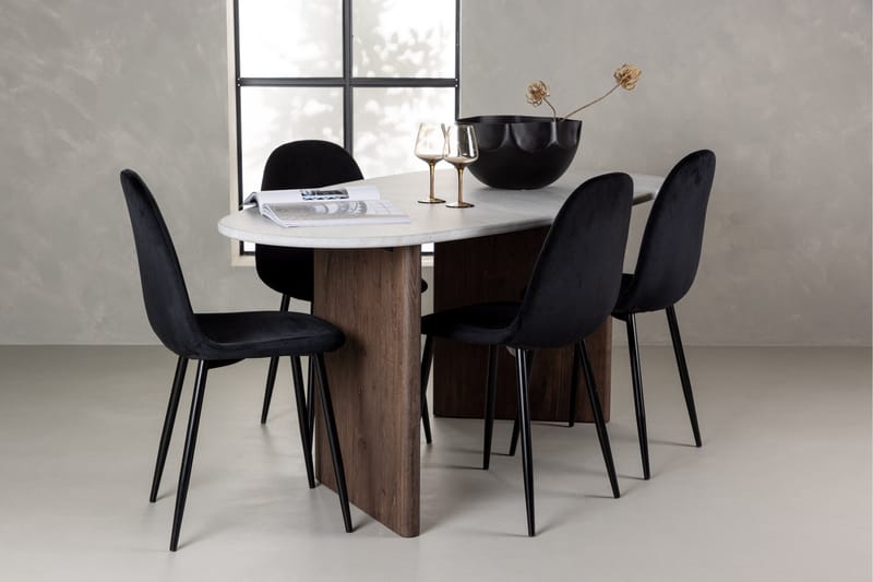 Grönvik Spisegruppe 180 cm Oval med 4 Polar Stoler - Mocca - Møbler - Bord - Spisegruppe