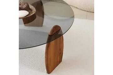 Guinn 90 cm Rundt Sofabord i Glass - Røykgrå - Møbler - Bord - Sofabord & salongbord