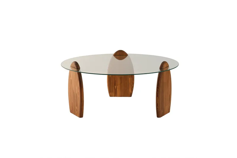 Guinn Sofabord 90 cm, Brun/Transparent