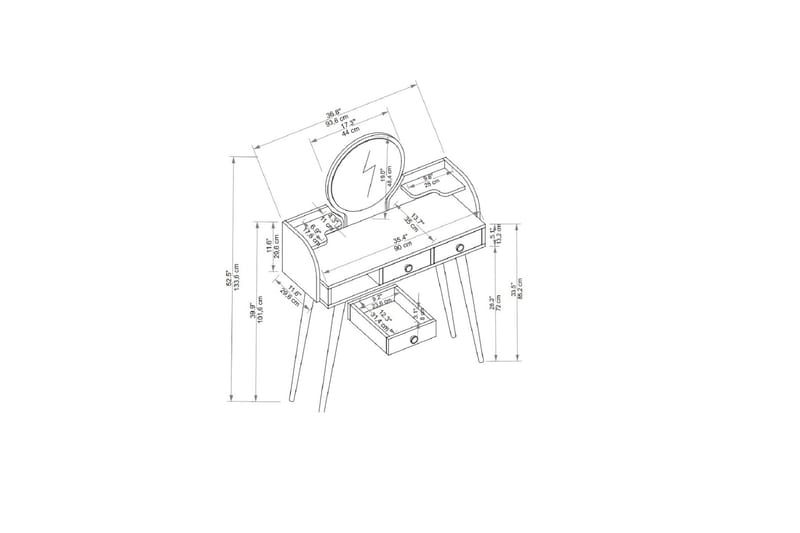 Habiba Sminkebord 93,6 cm - Antrasitt - Møbler - Bord - Sminkebord & toalettbord