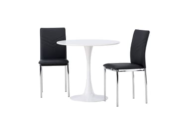 Hamden Spisegruppe 80 cm Rund med 2 Lily Stoler - Svart - Møbler - Bord - Spisegruppe
