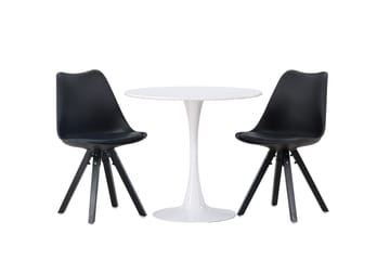 Hamden Spisegruppe 80 cm Rund med 2 Zeno Stoler - Svart - Møbler - Bord - Spisegruppe