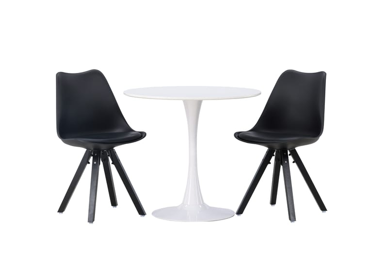 Hamden Spisegruppe 80 cm Rund med 2 Zeno Stoler - Svart - Møbler - Bord - Spisegruppe