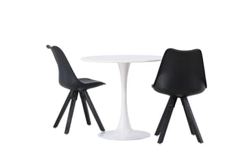 Hamden Spisegruppe 80 cm Rund med 2 Zeno Stoler - Svart - Møbler - Bord - Spisegruppe