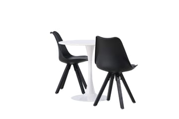 Hamden Spisegruppe 80 cm Rund med 2 Zeno Stoler - Svart - Møbler - Bord - Spisegruppe