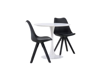 Hamden Spisegruppe 80 cm Rund med 2 Zeno Stoler - Svart - Møbler - Bord - Spisegruppe