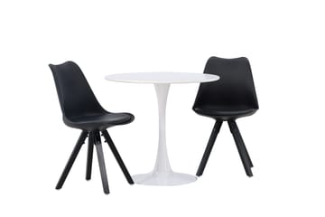 Hamden Spisegruppe 80 cm Rund med 2 Zeno Stoler - Svart - Møbler - Bord - Spisegruppe
