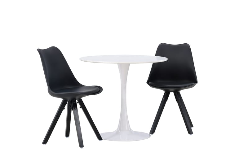 Hamden Spisegruppe 80 cm Rund med 2 Zeno Stoler - Svart - Møbler - Bord - Spisegruppe