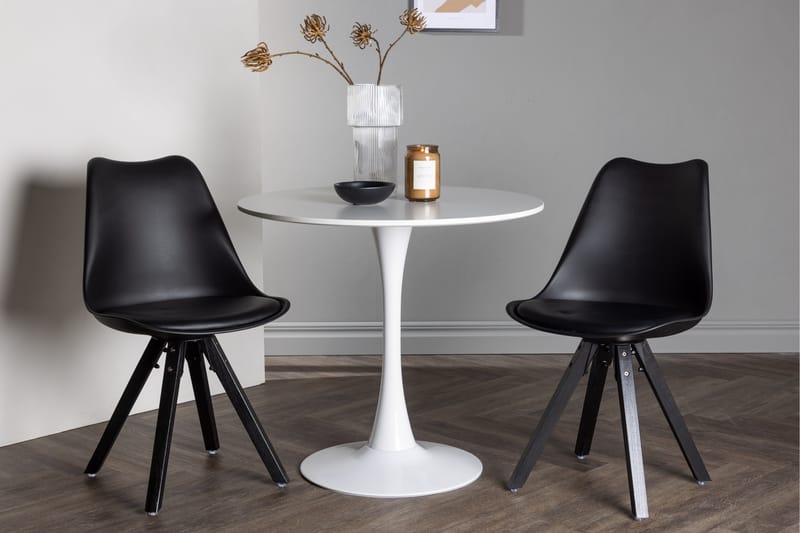 Hamden Spisegruppe 80 cm Rund med 2 Zeno Stoler - Svart - Møbler - Bord - Spisegruppe