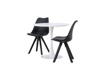 Hamden Spisegruppe 80 cm Rund med 2 Zeno Stoler - Svart - Møbler - Bord - Spisegruppe