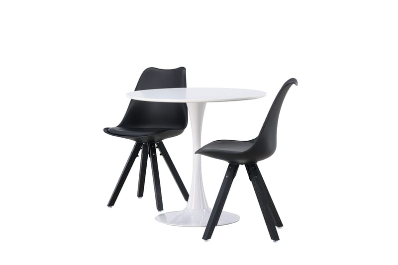 Hamden Spisegruppe 80 cm Rund med 2 Zeno Stoler - Svart - Møbler - Bord - Spisegruppe