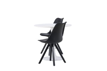 Hamden Spisegruppe 80 cm Rund med 2 Zeno Stoler - Svart - Møbler - Bord - Spisegruppe