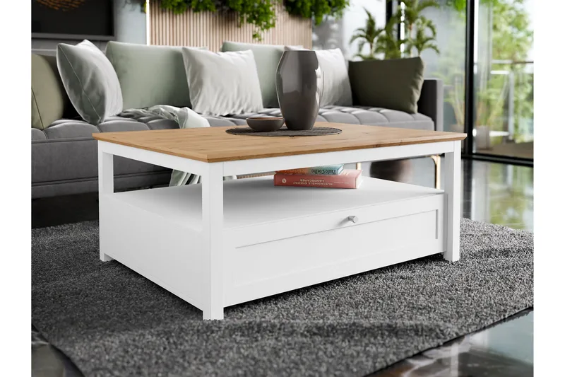 Hammerdal Sofabord 104 cm - Hvit/Eik - Møbler - Bord - Sofabord & salongbord