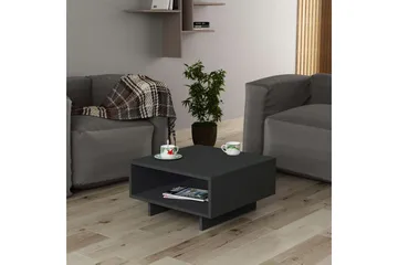 Hapeila Kvadratisk Salongbord 60 cm med Hyller i Malt Tre - Antrasitt - Møbler - Bord - Sofabord & salongbord