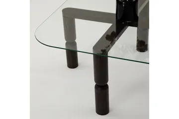 Harman Ovalt Sofabord 80 cm i Glass og Tre med Dreide Ben - Klar - Møbler - Bord - Sofabord & salongbord