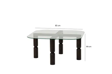 Harman Ovalt Sofabord 80 cm i Glass og Tre med Dreide Ben - Klar - Møbler - Bord - Sofabord & salongbord