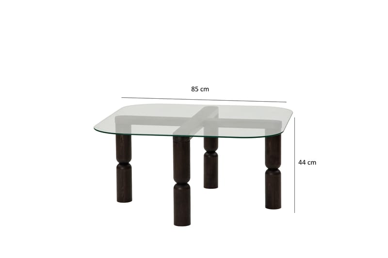 Harman Ovalt Sofabord 80 cm i Glass og Tre med Dreide Ben - Klar - Møbler - Bord - Sofabord & salongbord