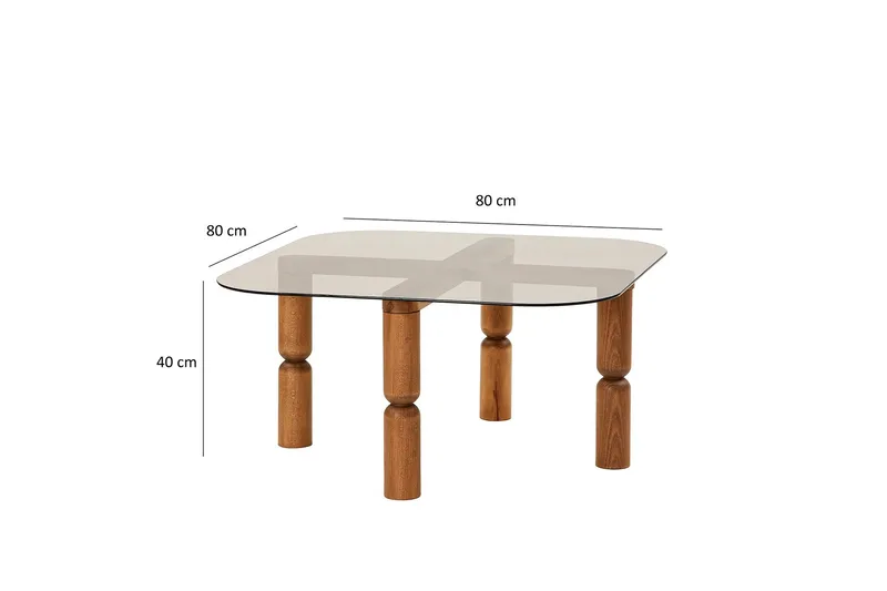 Harman Sofabord 80 cm - Valnøtt/Bronse - Møbler - Bord - Sofabord & salongbord