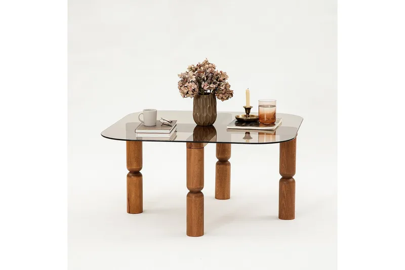 Harman Sofabord 80 cm - Valnøtt/Bronse - Møbler - Bord - Sofabord & salongbord