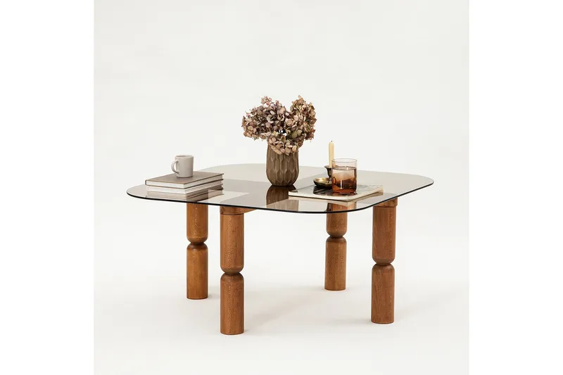 Harman Sofabord 80 cm - Valnøtt/Bronse - Møbler - Bord - Sofabord & salongbord