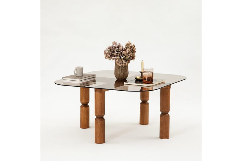 Harman Sofabord 80 cm - Valnøtt/Bronse - Møbler - Bord - Sofabord & salongbord