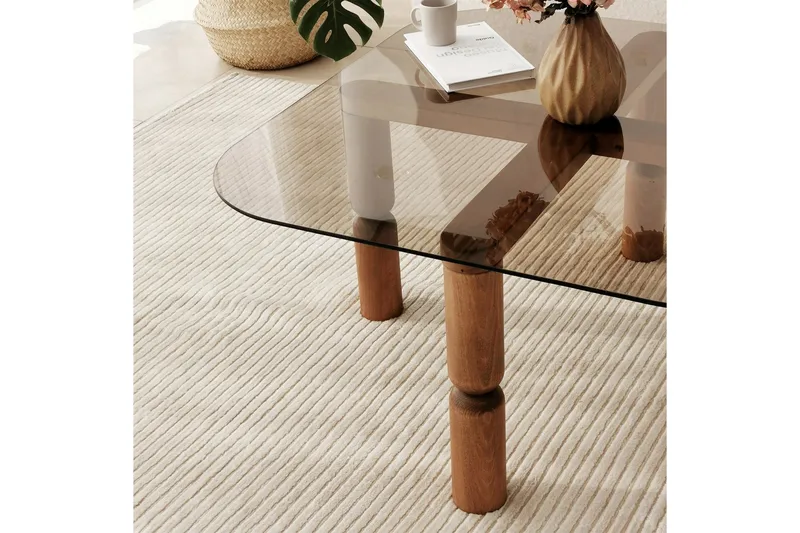 Harman Sofabord 80 cm - Valnøtt/Bronse - Møbler - Bord - Sofabord & salongbord