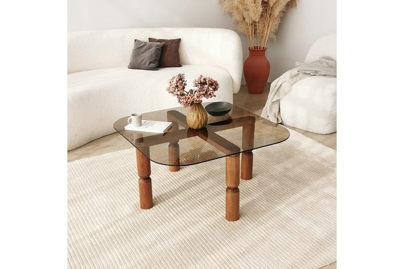 Harman Sofabord 80 cm - Valnøtt/Bronse - Møbler - Bord - Sofabord & salongbord