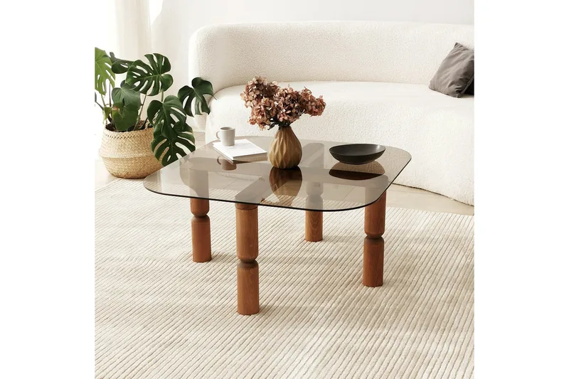 Harman Sofabord 80 cm - Valnøtt/Bronse - Møbler - Bord - Sofabord & salongbord