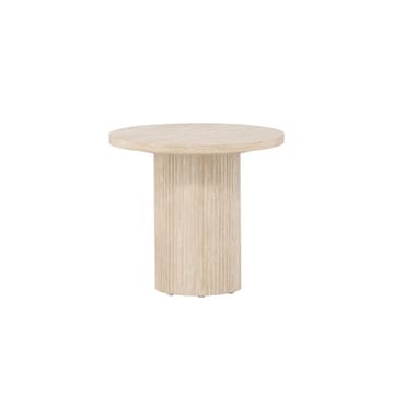 Härön Rundt Sofabord 50 cm i Stein med Riflet Søylefot - Beige - Møbler - Bord - Sofabord & salongbord