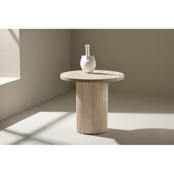 Härön Rundt Sofabord 50 cm i Stein med Riflet Søylefot - Beige - Møbler - Bord - Sofabord & salongbord