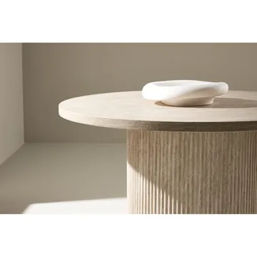 Härön Rundt Sofabord 80 cm i Stein med Riflet Søylefot - Beige - Møbler - Bord - Sofabord & salongbord