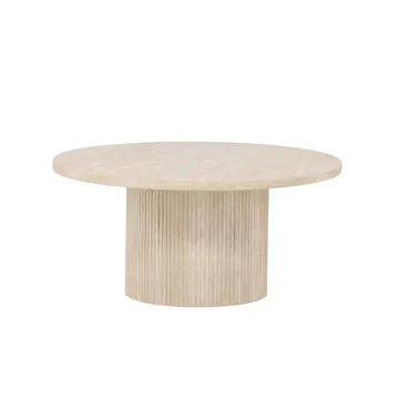 Härön Rundt Sofabord 80 cm i Stein med Riflet Søylefot - Beige - Møbler - Bord - Sofabord & salongbord