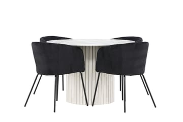 Härön Spisegruppe 110 cm Rund med 4 Berit stoler - Hvid/Sort - Møbler - Bord - Spisegruppe